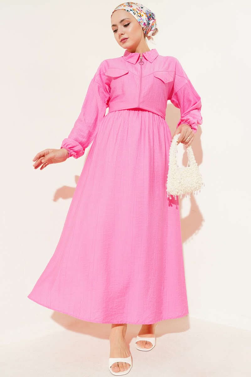Skirted Double Set With Zipped Pocket Flap