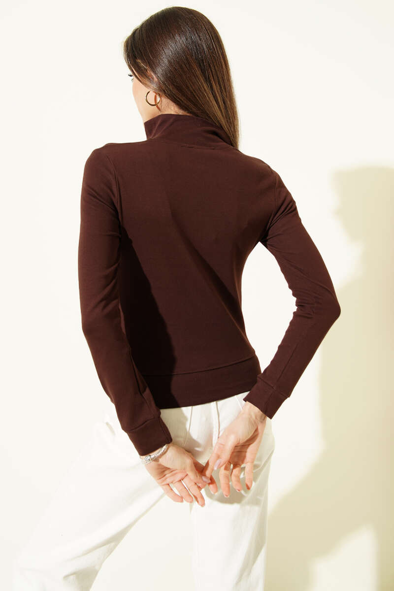Fermuarlı Cepli Crop Hırka