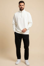 Fermuarlı Dik Yaka Üç  İplik Sweatshirt
