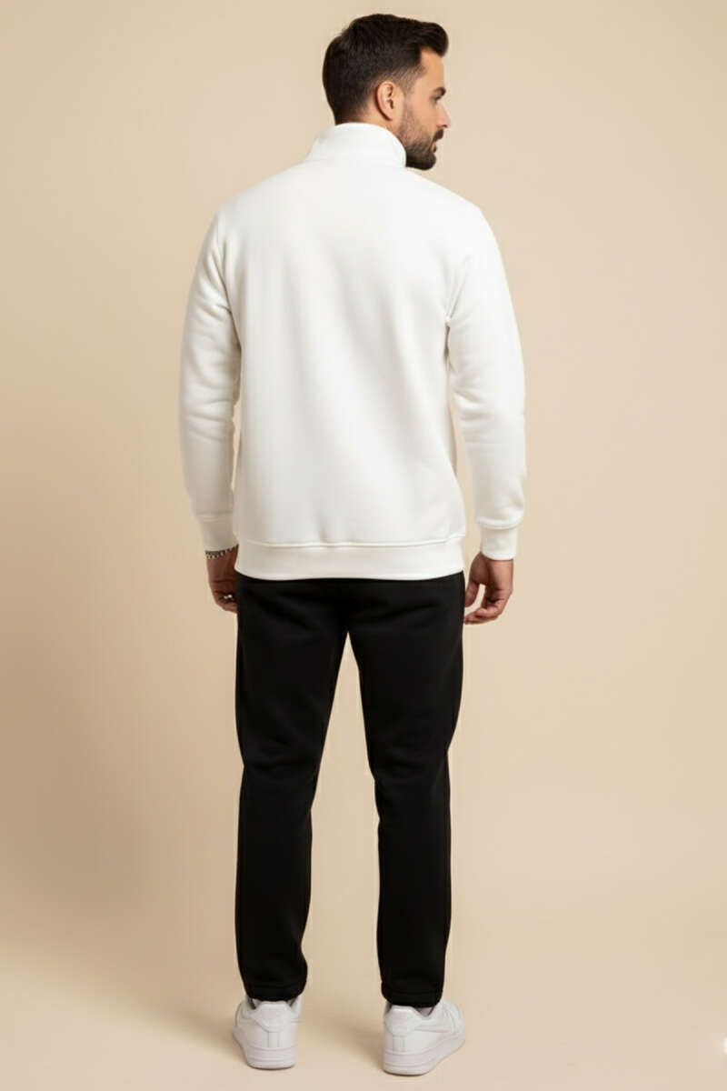 Fermuarlı Dik Yaka Üç  İplik Sweatshirt