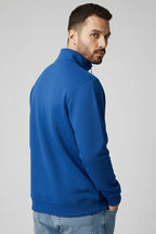 Fermuarlı Dik Yaka Üç İplik Sweatshirt