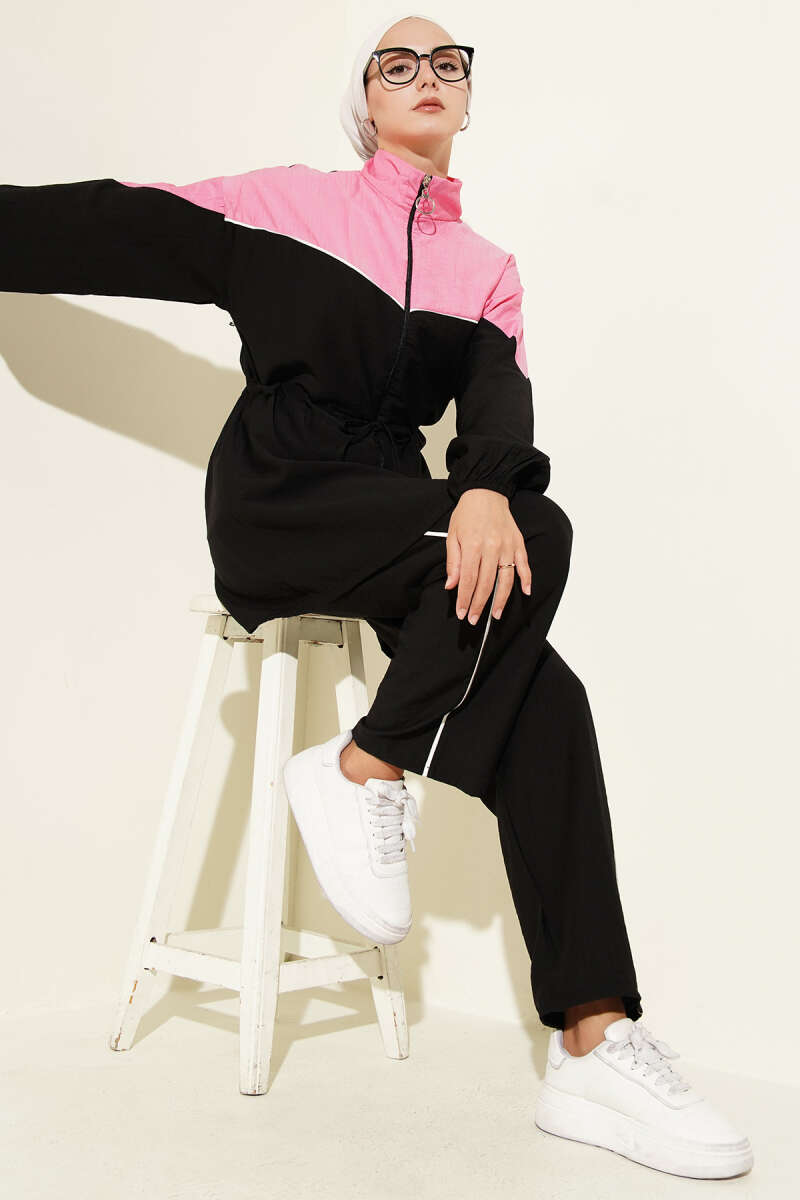 Fermuarlı İp Detaylı İkili Takım