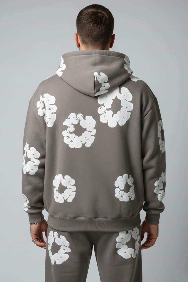 Fermuarlı Kabartma Baskı Erkek Sweatshirt