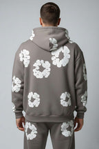 Fermuarlı Kabartma Baskı Erkek Sweatshirt