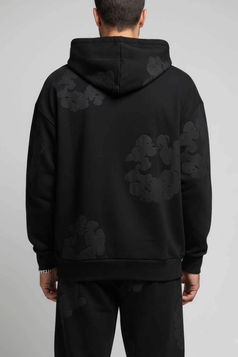 Fermuarlı Kabartma Baskı Erkek Sweatshirt