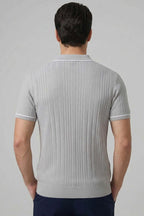 Fermuarlı Merserize T-shirt Gri
