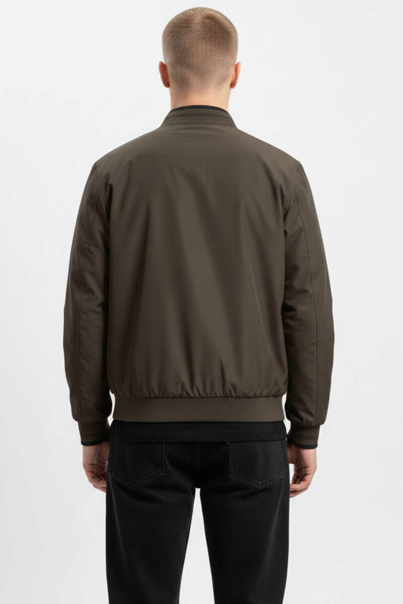 Zippered Rib Detailed Seasonal Men's Coat