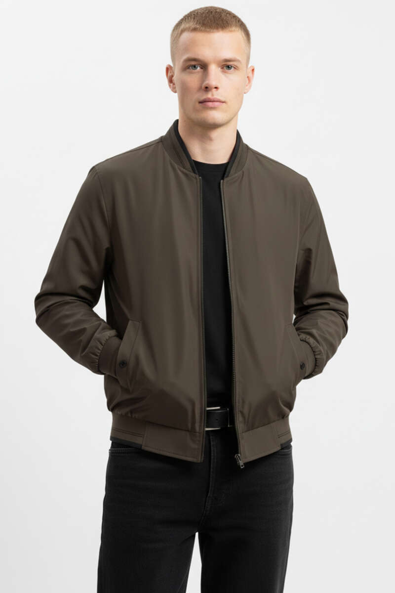 Zippered Rib Detailed Seasonal Men's Coat