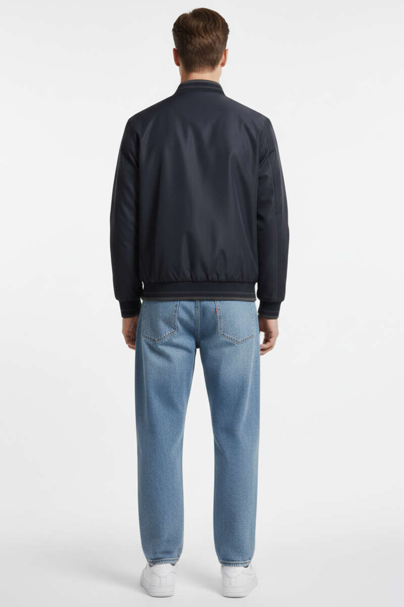 Zippered Rib Detailed Seasonal Men's Coat