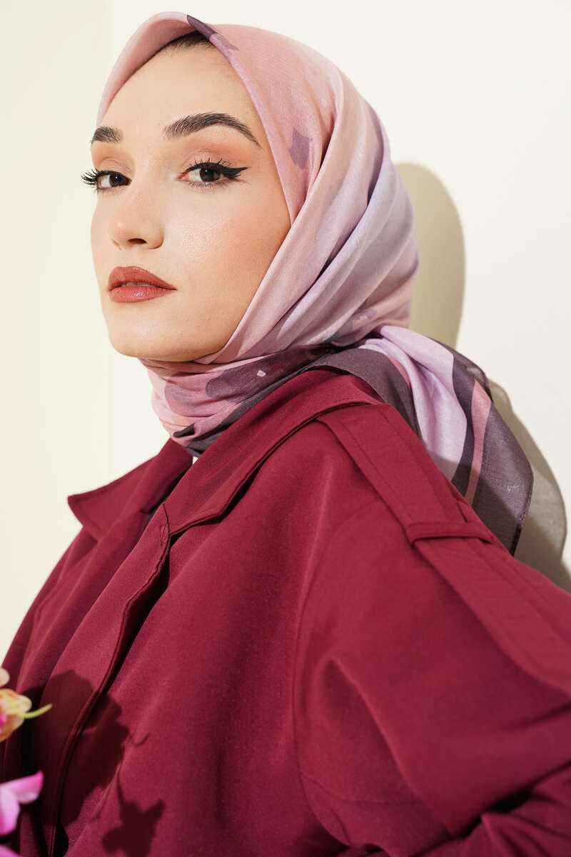 Fiori Desen Lina Eşarp Acı Kahve
