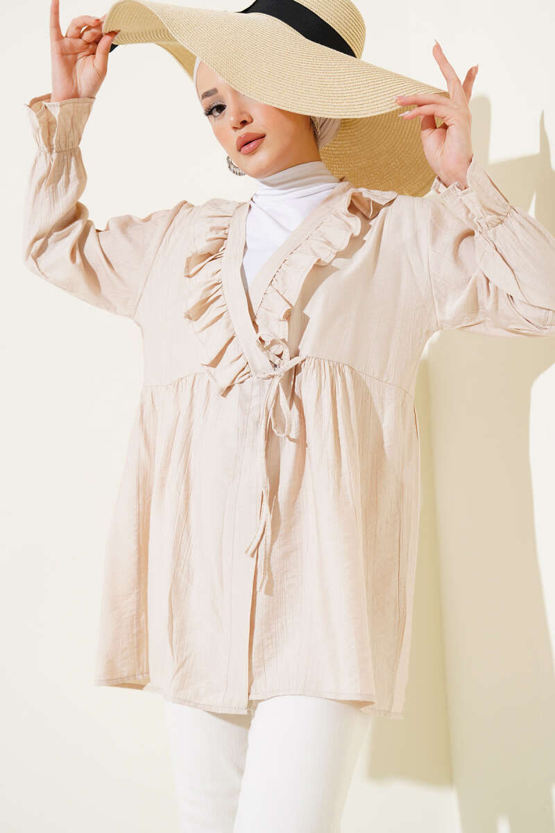 Fırfırlı Bileği Lastikli Kimono
