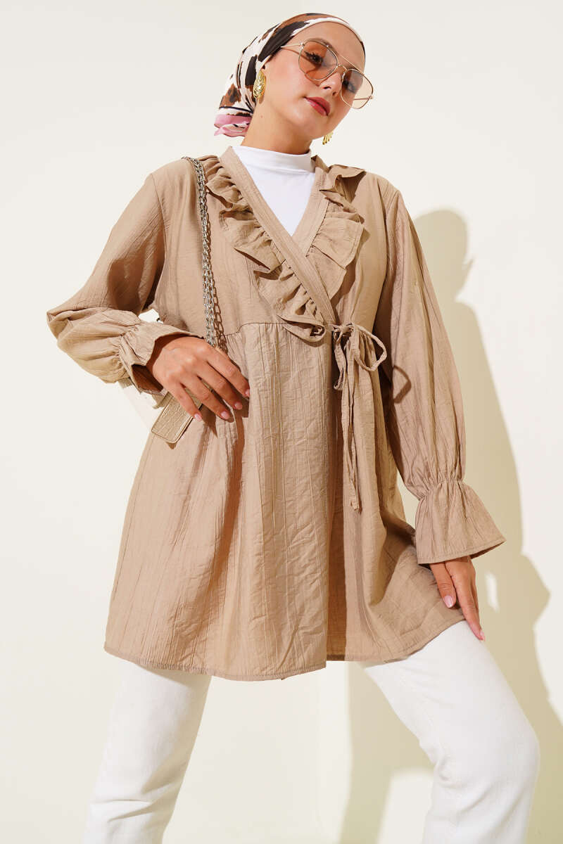 Kimono with Frills and Elasticated Wrists