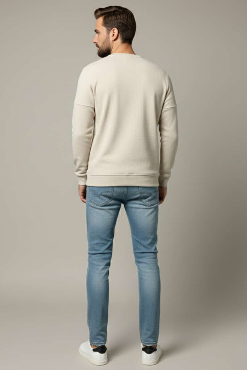 Fitilli Dikiş Detaylı Erkek Sweatshirt