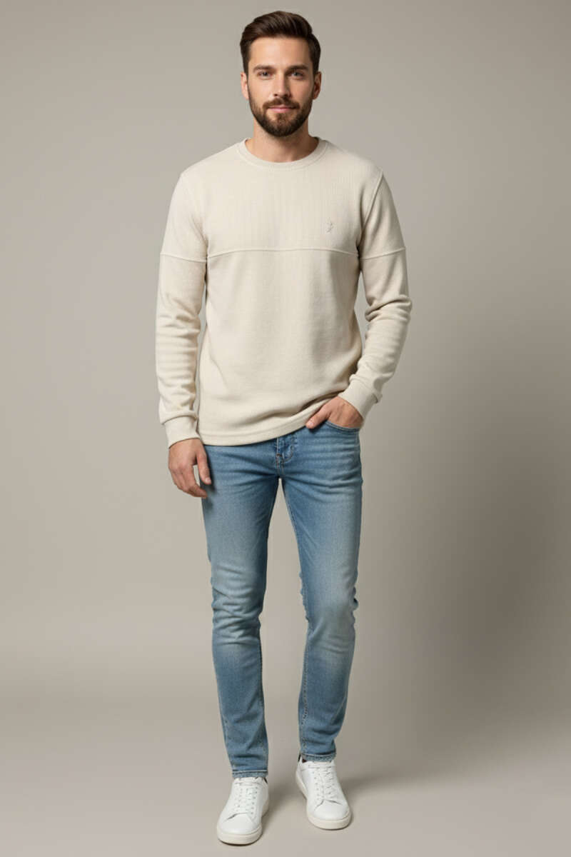 Fitilli Dikiş Detaylı Erkek Sweatshirt