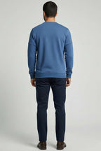 Fitilli Dikiş Detaylı Erkek Sweatshirt Mavi