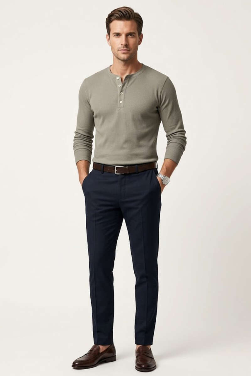 Fitilli Düğmeli Erkek Sweatshirt Çağla Yeşili
