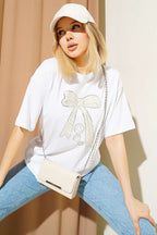 Fiyonk Baskılı Mini Taşlı T-shirt