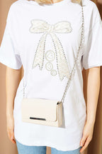 Fiyonk Baskılı Mini Taşlı T-shirt