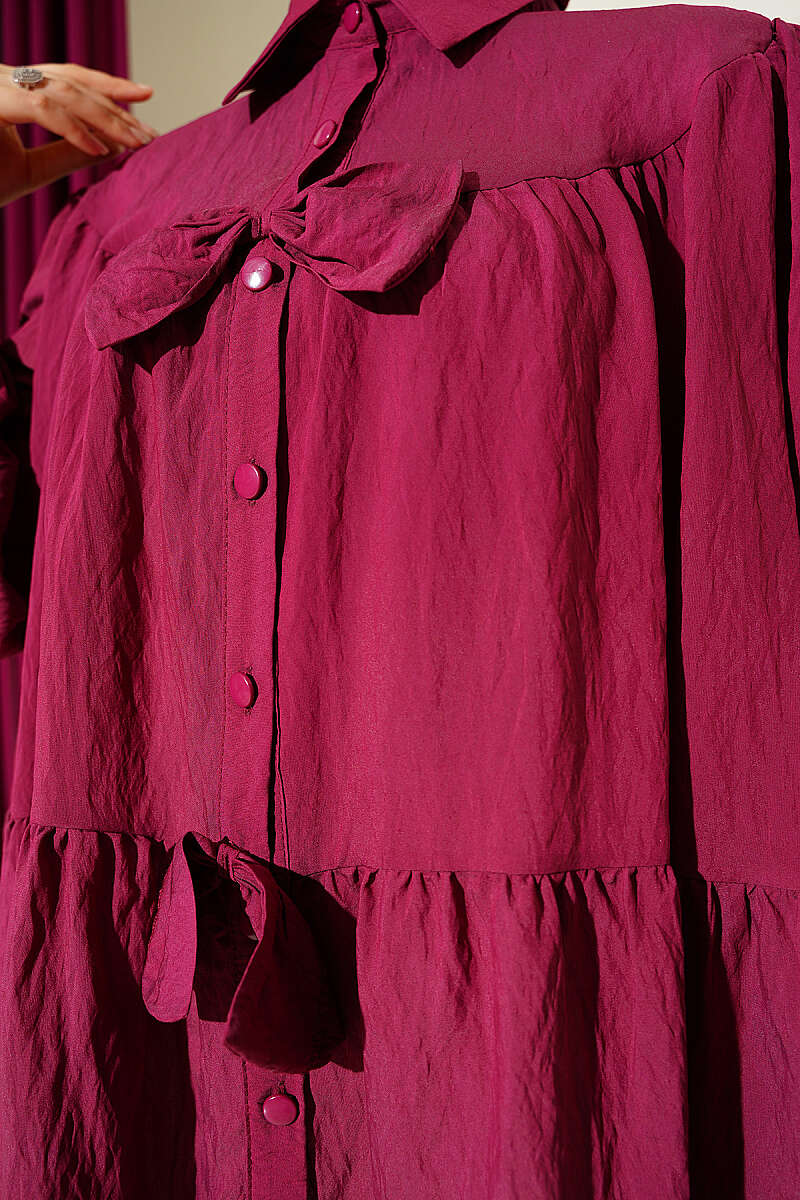 Fiyonk Detaylı Oversize Gömlek