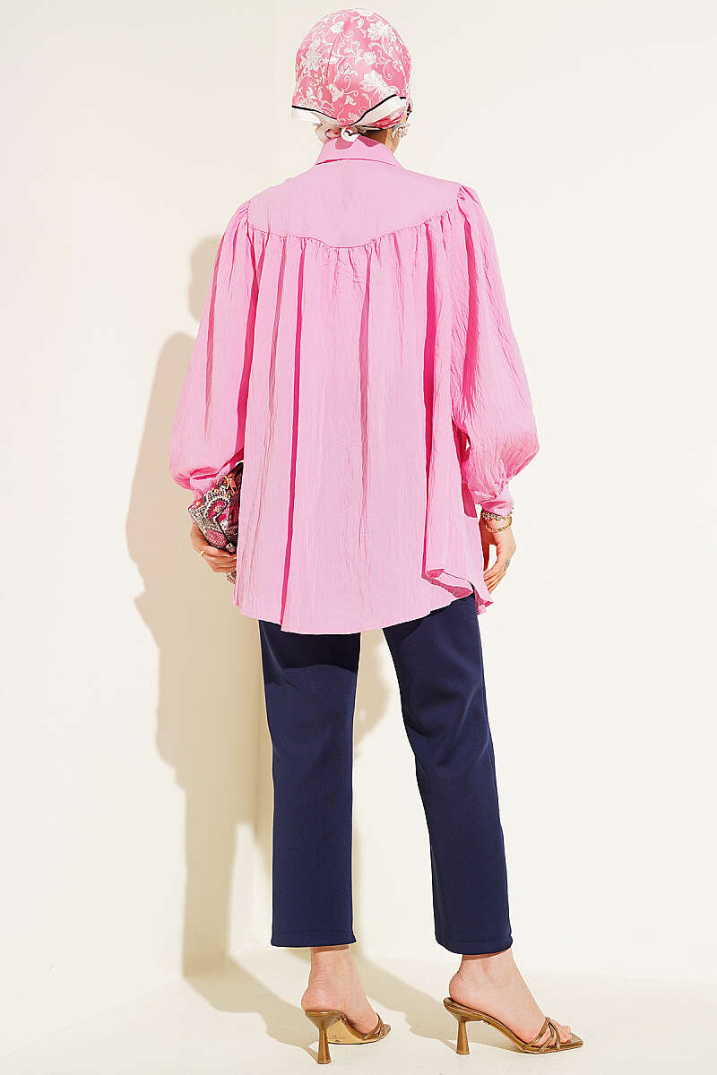 Fiyonk Detaylı Oversize Gömlek