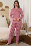 Fiyonk Nakışlı Desenli Pijama Takımı
