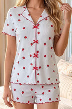 Fiyonklu Desenli Şortlu Pijama Takımı