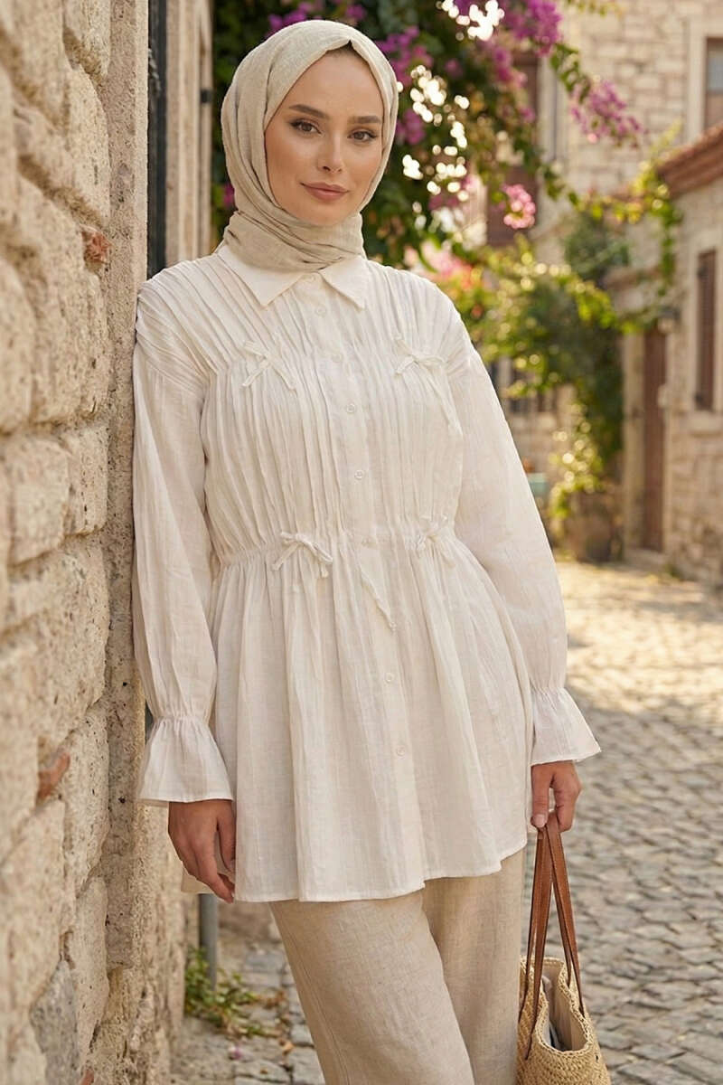 Fiyonklu Lastikli Gömlek