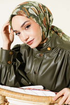 Flamlı Ebruli Desenli Eşarp