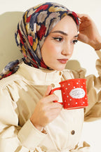 Flamlı Ebruli Desenli Eşarp