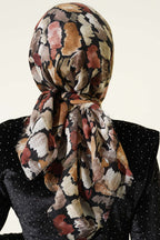 Flamlı Ebruli Desenli Eşarp