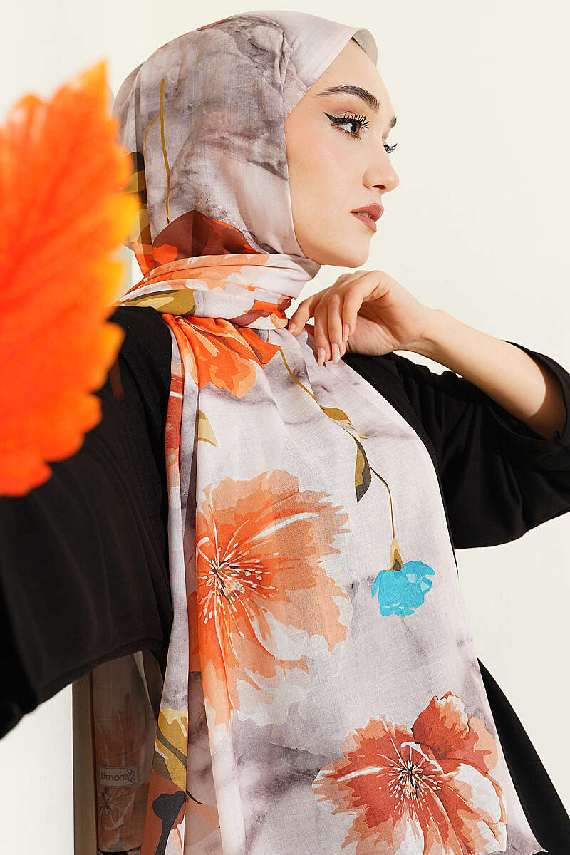 Flora Desenli Şal
