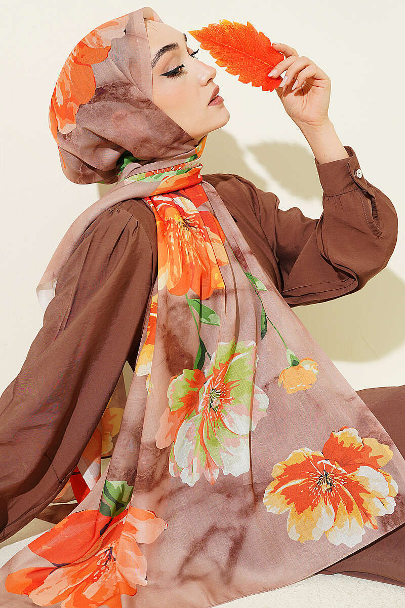 Flora Desenli Şal