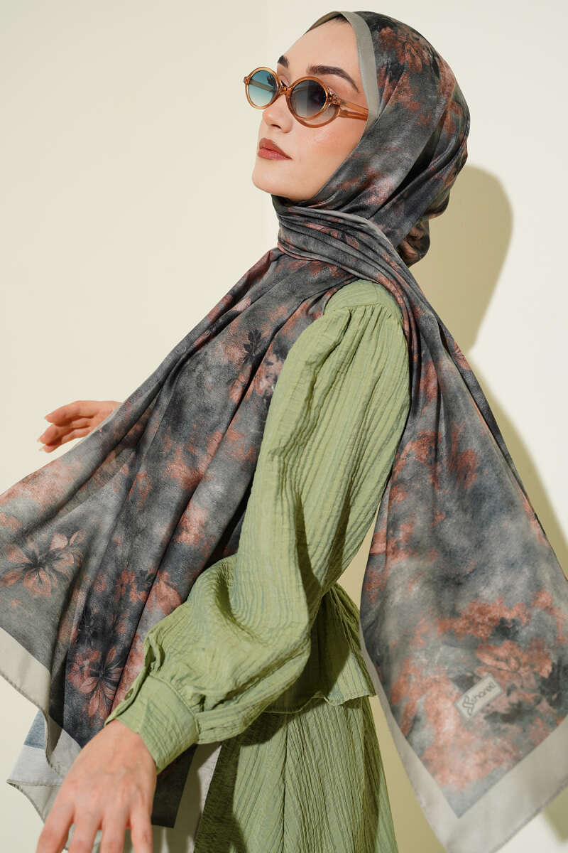 Floral Batik Desen Şal Çağla Yeşili
