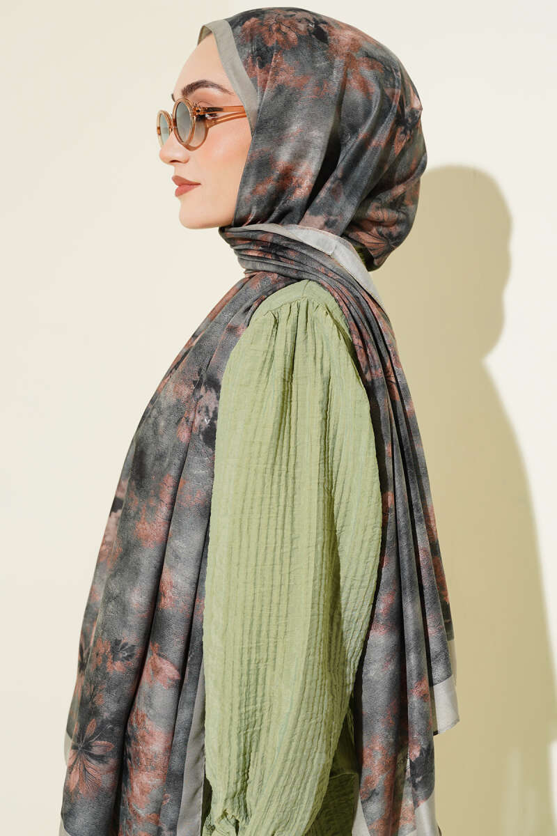 Floral Batik Desen Şal Çağla Yeşili