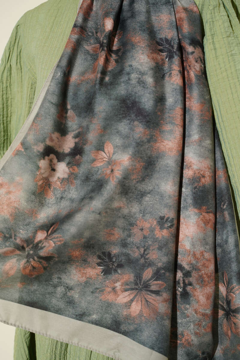 Floral Batik Desen Şal Çağla Yeşili
