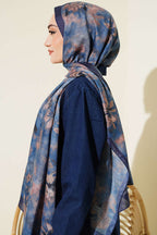 Floral Batik Desen Şal Mavi