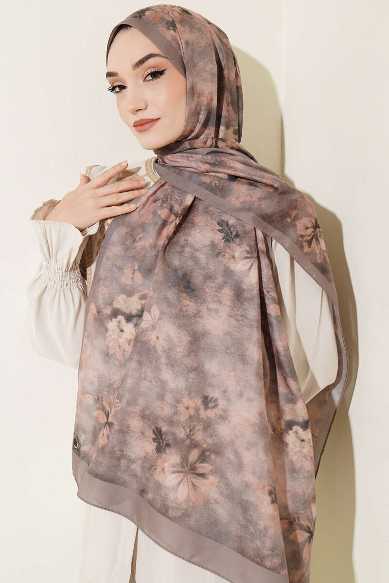 Floral Batik Desen Şal Vizon