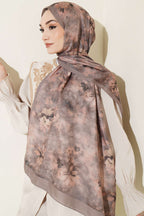 Floral Batik Desen Şal Vizon