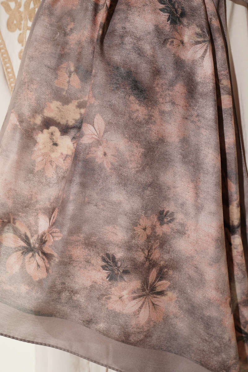 Floral Batik Desen Şal Vizon