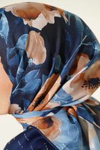Flowers Desen Demore Eşarp İndigo