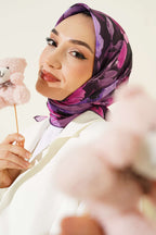 Flowers Desen Demore Eşarp Menekşe