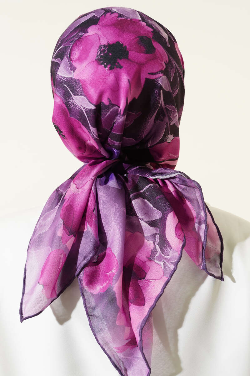 Flowers Desen Demore Eşarp Menekşe