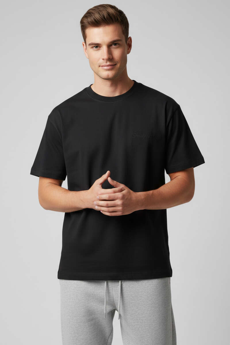 Friendly Reminder Nakışlı Erkek T-shirt Siyah