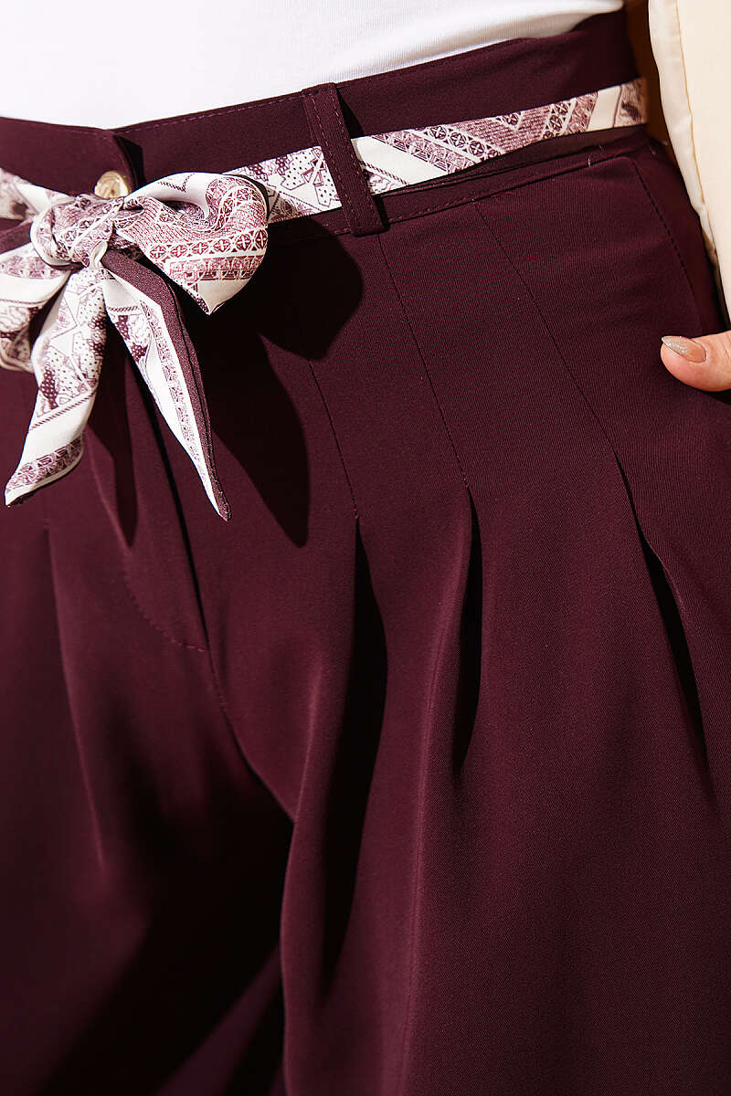 Fular Kuşaklı Geniş Paça Pantolon