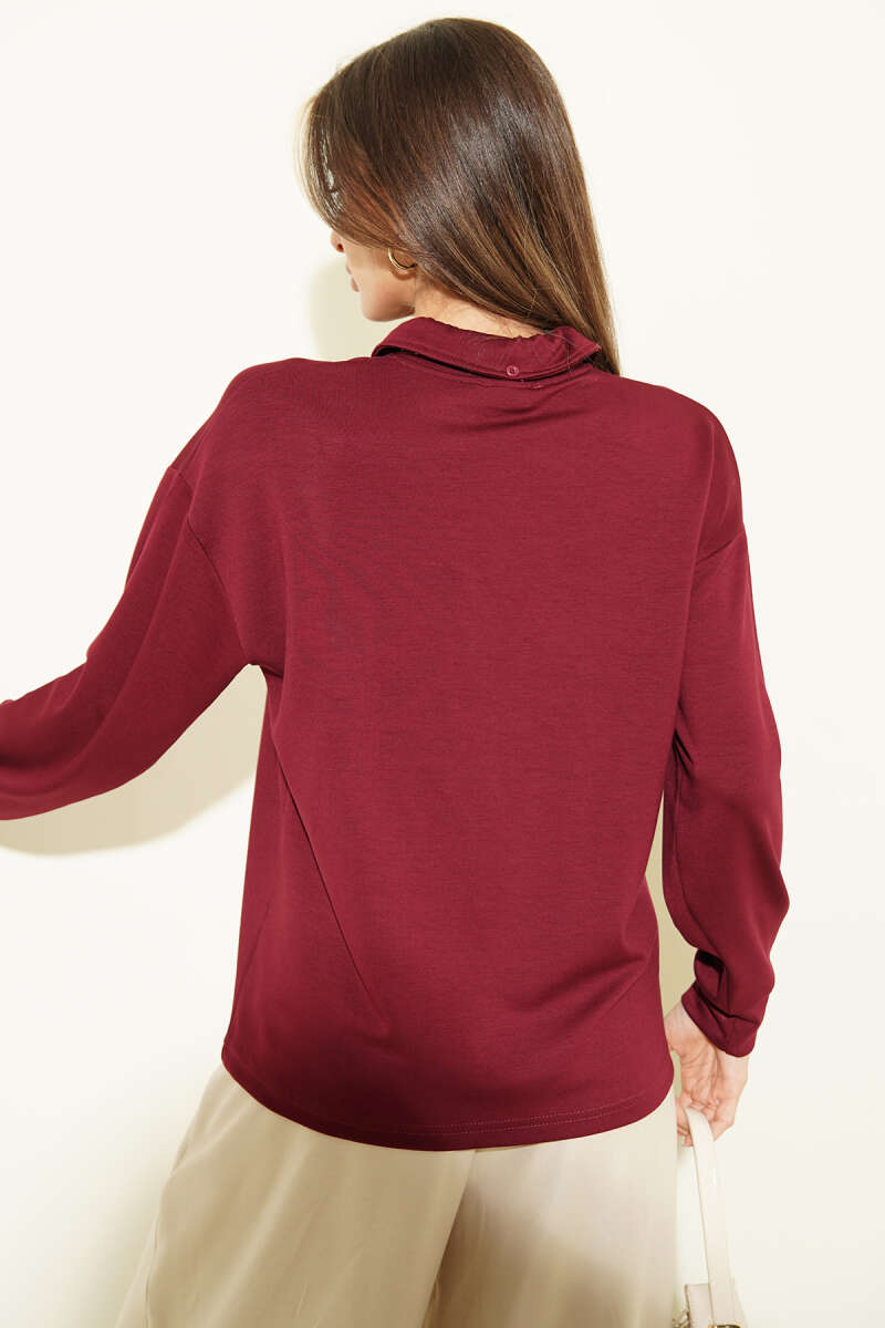 Fularlı Gömlek Yaka Loyşa Sweatshirt