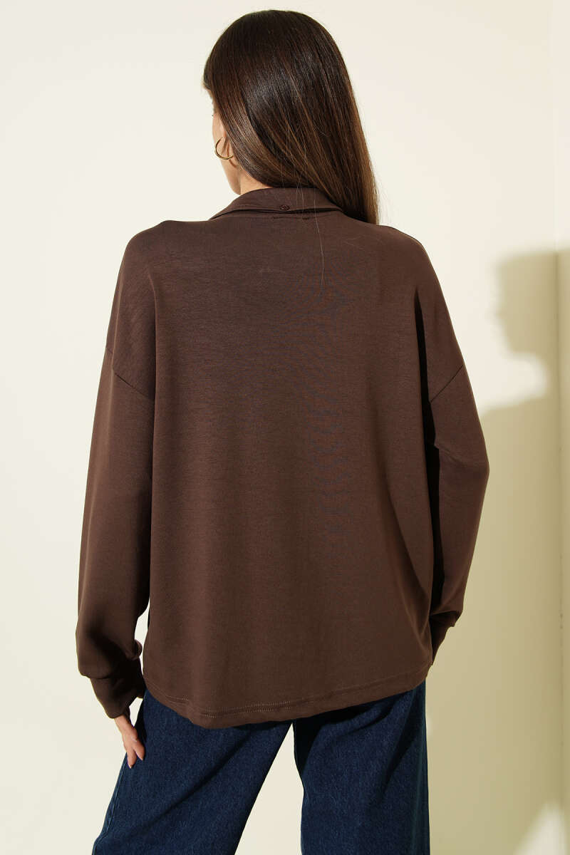 Fularlı Gömlek Yaka Loyşa Sweatshirt