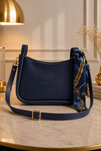 Fularlı The Tote Bag Yazılı Çanta Lacivert