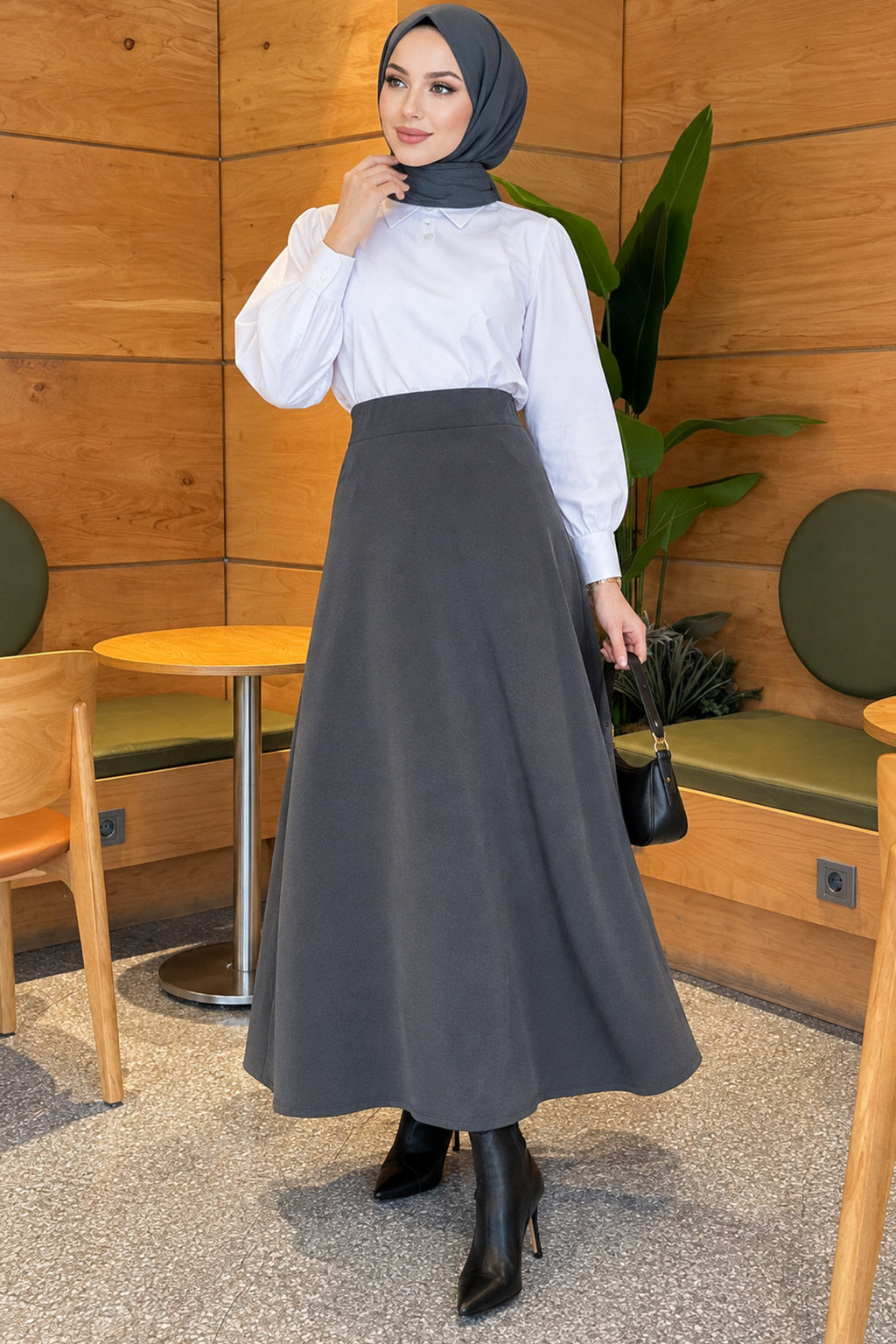Flared Basic Skirt with Elasticated Waist