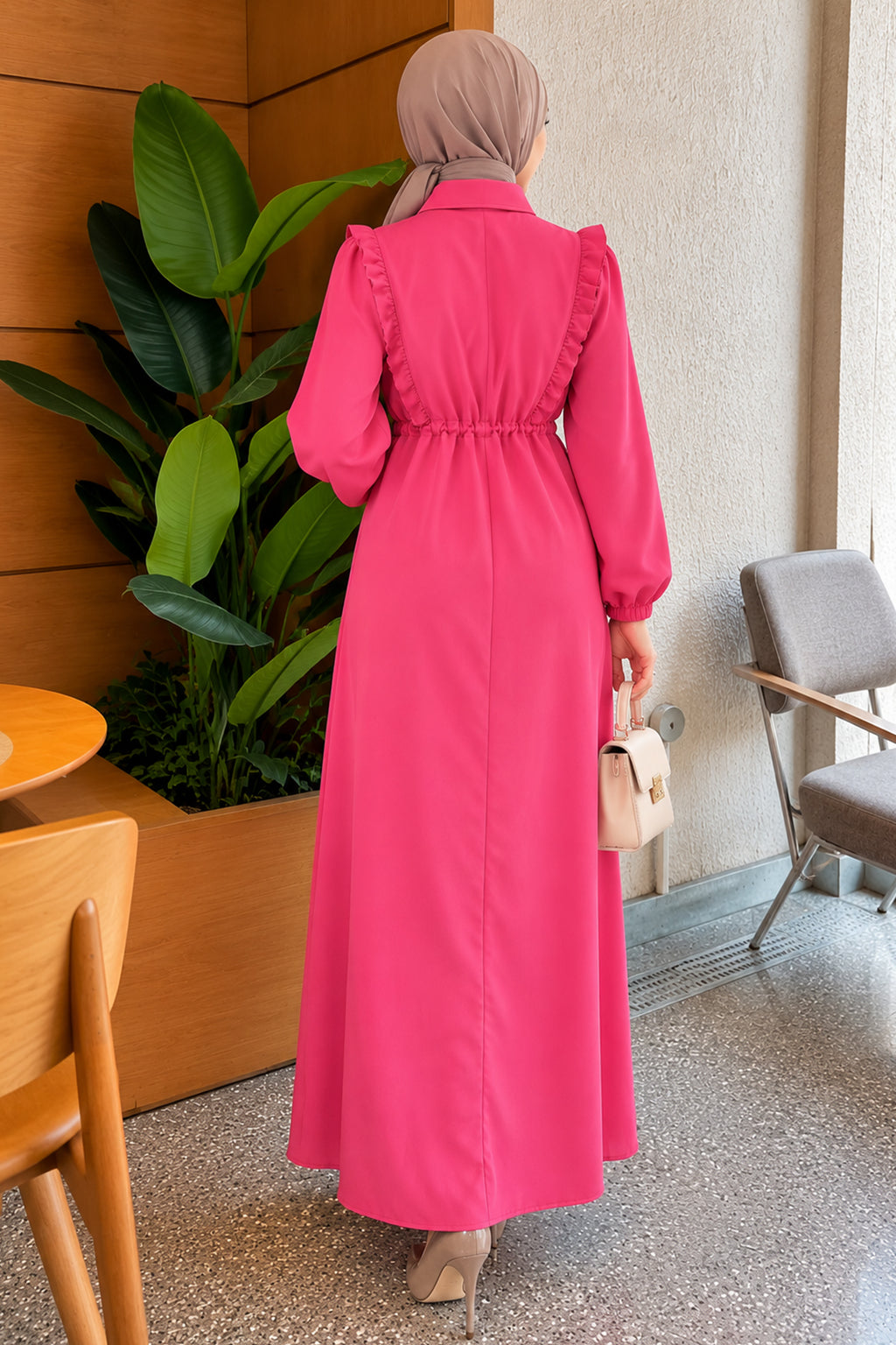 Front Ruffle Zipped Dress
