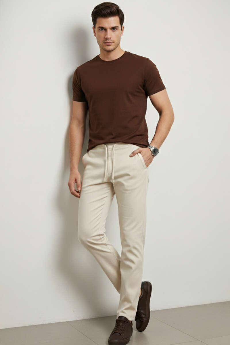 Gabardin Bel İpli Erkek Pantolon